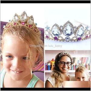 Gold Silver Color Crystal Princess Queen Crown Tiara Prom Wedding Bridal Hair Accessories Flower Girl Kids Birthday Gift Yaoyu Headban Hwnl8