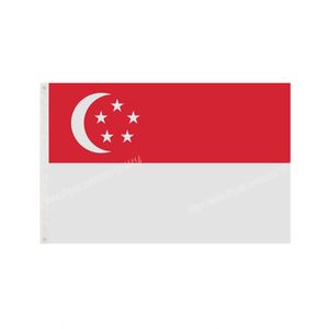 Сингапур Флаг Национальный полиэстер Баннер Полет 90 х 150см 3 * 5 футов Флаги по всему миру в мире открытый в помещении и на открытом воздухе