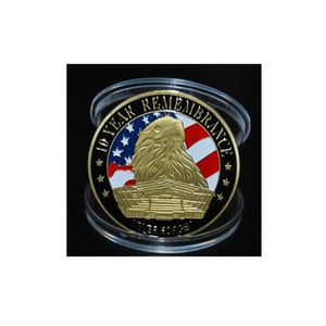 Crafts America Twin Towers Of The World Trade Center 911 9-11 Pamiątkowa moneta z medalionem. Odznaki/pamiątki, Wyroby metalowe cx