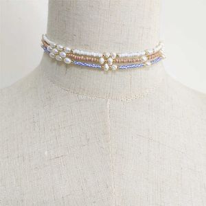 2020 Trendigt Beaded Halsband Freshwater Pearl Color Rice Beads Mix och Match Choker för Women Exquisite Hals Tillbehör