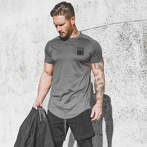 Nya gymkläder Mode O-nacke T-shirt Män mesh Andningsbar Mens Fitness Kortärmad T-shirt Tight Tee Shirt Casual Summer Top 210421