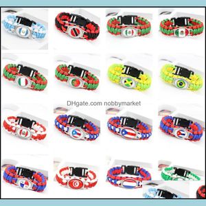 Charm Bransoletki Biżuteria 60 World National Flag dla kobiet Mężczyźni Kraj Outdoor Sports Bangle Moda Prezent Drop Dostawa 2021 Rmyog