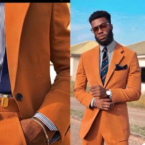 Moda Laranja Celebridade Mens Personalizado Casamento Smoking Plus Size Homens Use Jantar Prom Festa Blazer (Jacket + Calças)