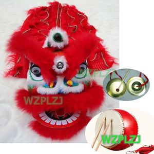 calsstic 14 inch Lion Dance Costume Drum Gong 5-12 Age kid Children WZPLZJ Party Sport Outdoor Parade Parad Stage Mascot China performance Toy Kungfu set Traditiona