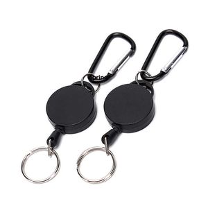 Retractable Keyring Metal Wire Keychain Clip Pull Recoil Bag Recoil Anti Lost ID Card Holder Keyring Key Chain Steel Cord G1019