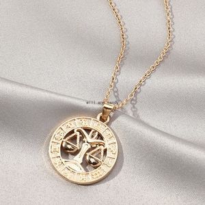 UPPDATERING 12 ZODIAC Sign Necklace Coin Gld Chain Aries Oxen Pendants Charm Star Sign Choker Astrology Halsband för kvinnor Fashion Jewelry Will och Sandy
