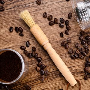 Szlifierki do kawy Szczotki do czyszczenia drewna Rękojeść Natural Bristles Espresso Brush do fasoli Ziarna Barista Narzędzie Akcesoria kuchenne