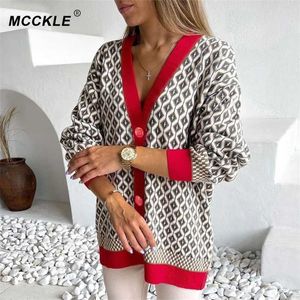 Women's Argyle Knitted Sweater Cardigans Color Matching Plaid Single-Breasted Button Casual Autumn Winter Fashion Women Sweaters 211011