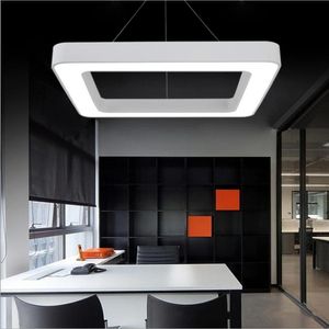 Pendant Lamps Led Mouth Shape Light For Conference Room Lighting Panel Square Hollow Decoration Hang Lamp GYM Office Lights