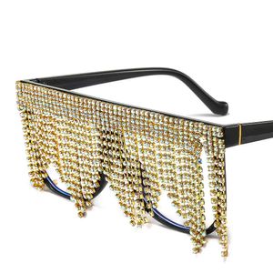 Kadın Güneş Gözlüğü Lüks Kaliteli Püskül Kristal Elmas Güneş Gözlükleri Ünlü Marka Vintage Shades Kadınlar için ulculos