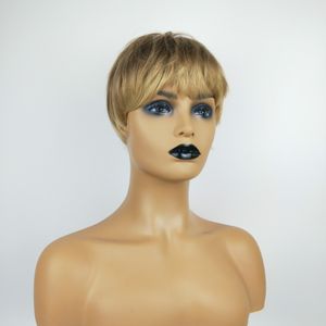 Breve parrucca sintetica Simulazione Parrucche per capelli umani Parrucchieri per le donne in bianco e nero Pelucas de Cabello Natural Corto K29