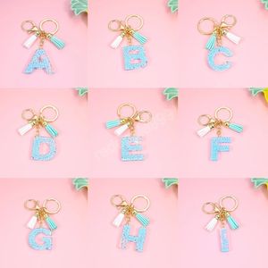 26 Buchstaben Harz Schlüsselanhänger Charms für Frauen Perlen Alphabet Handtasche Ornamente Zubehör Quaste Schlüsselanhänger