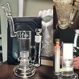 Mobius Bong Hookahs Birdcage Däck Perc Bubber vattenrör riggar olja dab i tung bas och robust glas 18 mm fog