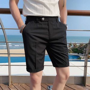 Summer Shorts Dress Pants Business Office Social Pants Casual Slim Fit Wedding Trousers Solid Color Suit Pant Costume Homme 210527