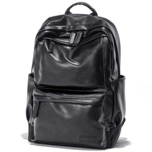 Waterproof 15.6 Inch Laptop Backpack Men Leather Backpacks for Teenager Travel Casual Daypacks Mochila Male 210907
