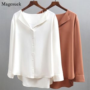 Loose Long Sleeve Women Tops and Blouses Solid Chiffon Blouse Cardigan Shirts Office Clothes Blusas 5134 210518