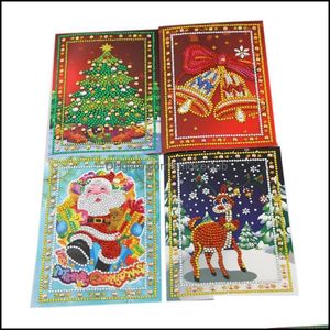 Hälsningsevenemang Festivet Party Supplies Hem GardenGreeting Cards Diamant Painting Christmas Cartoon Mini Santa Claus Merry Paper Craft Present