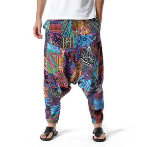 Africa Patchwork Mens Trousers Cotton Print Casual Pants Men Breathable Streetwear Oversize Baggy Male Harem Pants 210524