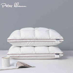 Peter Khanun Soft White Goose Down Feather for Sleeping Neck Protection Bed Pillows with 100% Cotton Cover 014