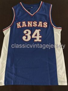 Camisa masculina costurada personalizada grande Vintage Paul Pierce Kansas Jayhawks NCAA Basquetebol Ncaa Camisas masculinas de basquete