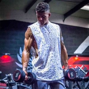 Ny Mode Cotton Cut Off Ärmlös Skjortor Bodybuilding Stringer Tank Top Men Fitness Mens Singlet Workout Gym Kläder Vest 210421