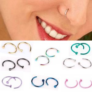 6mm 8mm 10mm Small Thin Stainless Steel Nose Lip Open Hoop Ring C Type Hoop Piercing Stud Body Jewelry 6 Colors Nose Ring