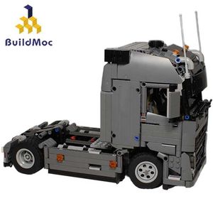 BuildMOC Technical Truck MOC-37849 Engineering Container Tractor unit Building Blocks Vehicle Car Bricks Educational Toys Gifts Q0624