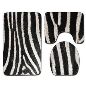 Leopard Tier Tiger Druck rutschfeste dreiteilige Zebra Toilettensitzbezug Badezimmer Teppiche Abdeckung Bodenmatte Badezimmer Dekor 211130