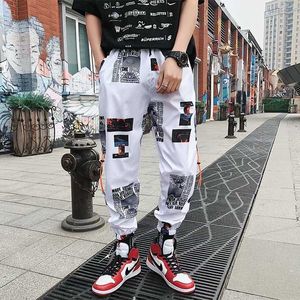 Outono hip hop calça homens primavera solto ajuste corredores impressão streetwear adolescente harem calça roupas moda calças x0723