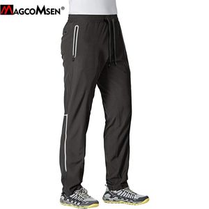 Magcomsen Hızlı Kuru Sweatpants Erkekler Rahat Joggers Pantolon Spor Salonları Fitness Egzersiz Spor Pantolon Elastik Bel Yaz Parça Pantolon 210406