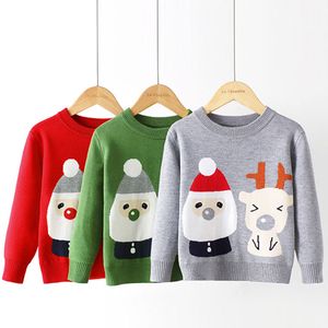 Malha de Natal Bebê Meninos Meninas Camisola Outono Inverno Kids Knitwear Pulôver Boneco de Neve De Malha Roupas Infantis 210429