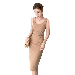Sexy Büro enges Kleid koreanische Damen Sommer ärmellos Nachtclub Kabarett Party Midi Kleider für Frauen 210602