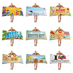 Asciugamano da spiaggia Sciarpa Asciugamani per sport acquatici all'aperto Asciugatura rapida Nuoto Surf Portatile Grande tappetino da yoga Coperte per sedie a sdraio Summer Beach Joy serie 3D stampato
