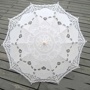 Dantel Parasol Şemsiye Düğün Şemsiye Zarif Dantel Şemsiye Pamuk Nakış Fildişi Battenburg H1015199y