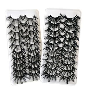 6D Faux Mink Eyelashes 10 Pairs Fluffy Natural Long False Eyelashes Lashes Soft Make Up Tools Extension Fake Eye Lash in Bulk