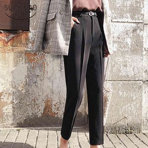 Fashion Cotton Pencil Female Elegant OL Style White Women Pants with Sashes High Waist Work Trousers Pantalon 8776 50 210417