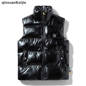 Casual Mens Jacket Ärmlös Vest Thermal Soft Västar Casual Down Coats Man Bomull Vinter Mäns Vest Män Tjocken Waistcoat 8xL 211204