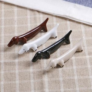 100pcs japansk stil retro keramisk chopstick vila dachshund hund porslin ram restaurang ätpinnar stå hållare äta verktyg sn5314