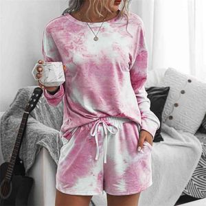 Casual Women Home Bekväm och moderiktig tryckta damer kostym två stycken Set Jumpsuits Elastic Waist Rompers Womens Jumpsuit 210508