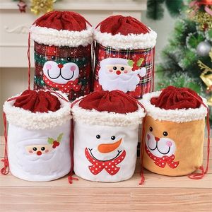 Juldekorationer Julsäck Xmas Present Apple Bag Snowman Santa Christmas-Drawstring Bag Party Supplies 4966