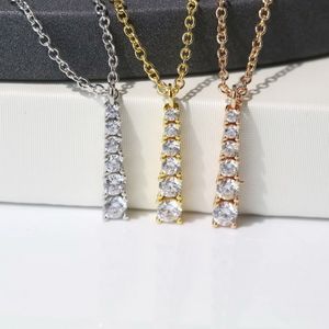 Europe America Fashion Style Lady Women 18K Gold Chain Necklace Engraved T Letter Graduated Drop Pendant 3 Color