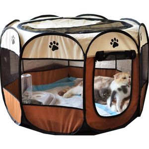 Kennels & Pens Portable Foldable Pet Cage Outdoor Dog House Octagonal Cat Indoor Playpen Kennel Small