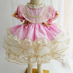 Spanska Baby Dress Girl Turkish Royal Vestidos Spädbarn Lolita Princess Ball Gown Barn Toddler Velvet Födelsedag Rosa Klänningar 210615