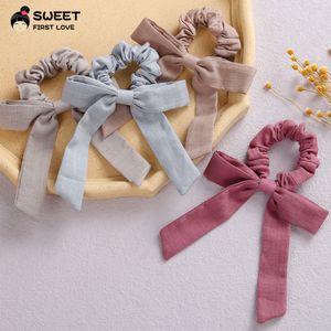 Moda łuk Scrunchies Solid Color Bawełniane Liny Włosów Bowknot Włosy Krawaty Elastyczny Hairbands Damskie Akcesoria do włosów 2021 Korea Styl