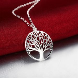 Hot Tree of Life Crystal Round Small Hanger Ketting 925 Sterling Silver Bijoux Collier Elegante Vrouwen Sieraden Gift Dropshipping 1584 V2