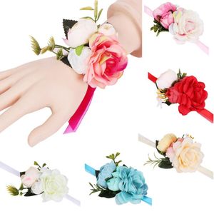 Handgelenk-Corsage, offenes Rosenband, Stretch-Armband, Hochzeit, Abschlussball, Hand, Blume, romantischer Braut-Armreif