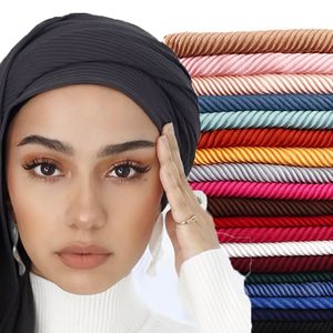 Новинка Хлопковый шарф плиссированные морщины женские хиджаб мусульманские головы обертывают морщины шальки шарфы простой цвета