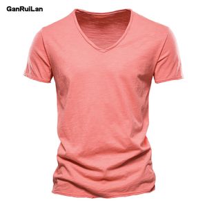 Qualidade Algodão Homens T-Shirt V-Neck Design De Moda Slim Fit Soild T-shirts Tops Masculinos T-shirt T-shirt T-shirt T-shirt manga curta camiseta para homens B0939 210518