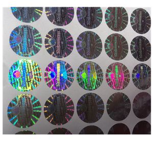 Anpassad guld eller silver holografisk void 3d glänsande laser klistermärke mixer flera färger anti-säkerhet cirkel rektangel anti-förfalskade klistermärken