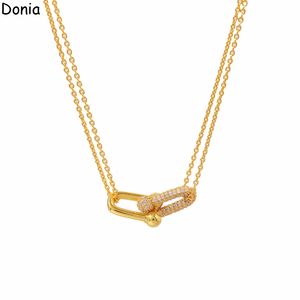 Donia Jewelry Luxus-Halskette, europäische und amerikanische Mode, Bambus-Titan-Stahl, Micro-Set-Zirkon-Anhänger, Designer-Geschenkzubehör